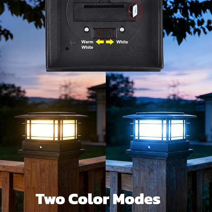 Dynaming 4x4 Solar Post Cap Lights Outdoor with 2 Color Modes, Fence Post Solar Lights Black Shell Fit for Vinyl/Wooden Posts, High Brightness SMD LED Lighting Decor for Garden Deck Patio, 12 Pack
