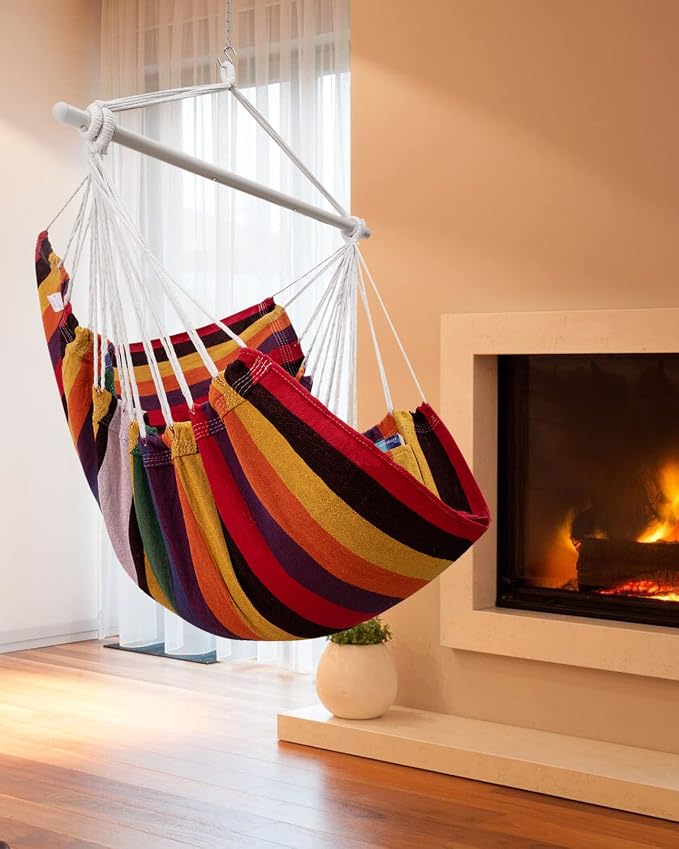 ADVOKAIR Hammock Chair Swing, Heavy-Duty Hanging Rope Swing Seat Supports 500 Lbs, Ideal for Outdoor Patio, Backyard, Porch, Deck & Indoor Bedroom Use
