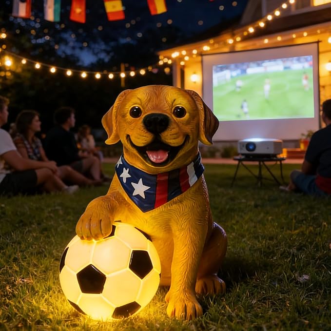 World Cup 2026 Decor, World Cup Gifts for Sports Fans, Solar Outdoor Garden Statues Lights, Dog Sculpture Garden Decor, Unique Housewarming & Yard Decoration Gifts for Women, Men, Daughter
