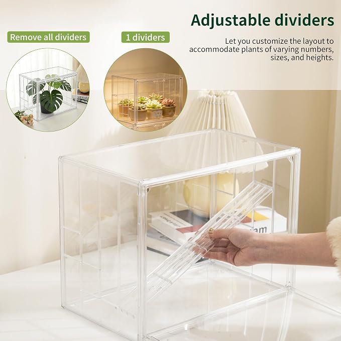 Clear Mini Greenhouse Indoor, 2 Pack Small Portable Tabletop Green House with Magnetic Door for Seed Starting, Plant Grow Warmer and Home Gardening Display