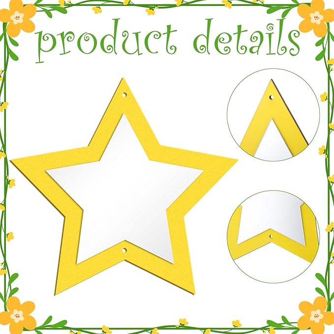 Xuhal 6 Pcs Acrylic Sensory Mirrors Set Colorful Geometric Mirror Square Triangle Circle Star Heart Pentagon Shapes Learning Tool Outdoor Sign for Sensory Rooms Garden Wall Decorations