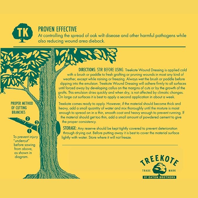 Treekote Tree Wound Dressing - 16oz Tub - Grafting, Pruning, and Wound Care for Damaged Trees - Pruning Sealer, Grafting Compound - for Effective Tree Wound Repair