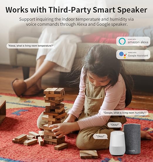 3-Pack WiFi Temperature Humidity Sensor: Indoor Thermometer Hygrometer with App Alert, Free Data Storage Export, Smart Temperature Humidity Monitor for Home Pet Greenhouse, Compatible with Alexa