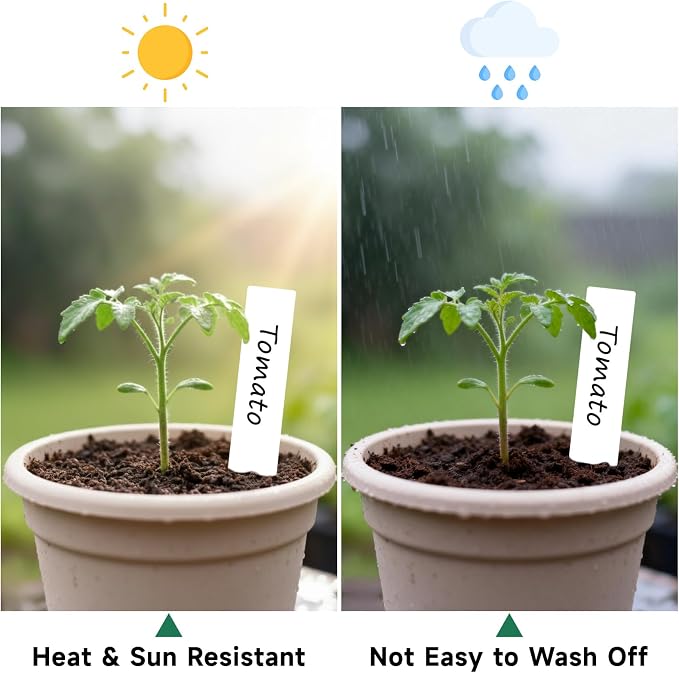 KINGLAKE Plant Labels,Plastic Plant Tags 4 Inch,200 Pcs Nursery Garden Labels Plants Markers for Outdoor Garden Waterproof,Plants Name Tags White with Marking Pen