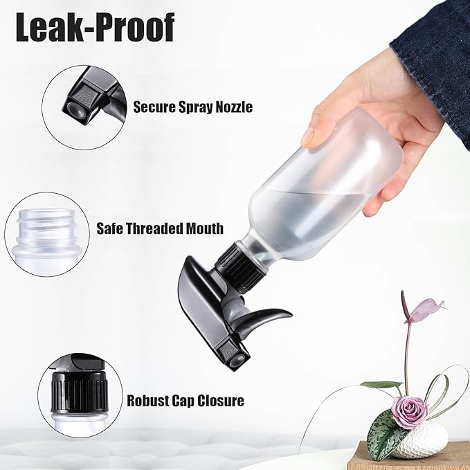 GearTrust Spray Bottles 10 oz BPA-free Matt Plastic Small Squirt Bottle, Fine Mist/Strong Stream Adjustable, Refillable Empty Mister Water Spray Bottles for Hair, Plant, Cleaning, Pet