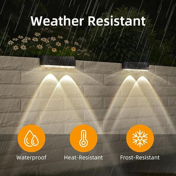 Peasur 12 Pack Solar Fence Lights Outdoor, Deck Light Solar Powered, IP65 Waterproof Led Riling Solar Lights for Outside Step Yard, Cool White