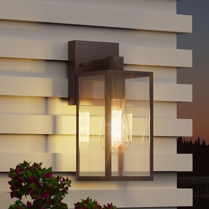 Oil Rubbed Bronze Outdoor Front Porch Light Fixture Wall Mount, LED Exterior lighting fixtures, Waterproof Wall Sconce Lantern Lamp, Outside Coach Lights for House, Patio, Garage, Doorway, Entryway