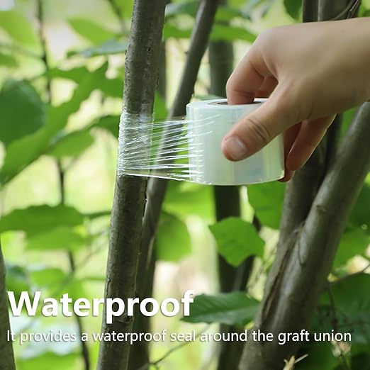 5cm Wide Fruit Tree Grafting Tape, 200 Meters Long PE Stretchable Garden Grafting Tool Plants Self Adhesive Floristry Film for Floral Tree and Poly Budding White,1 Roll