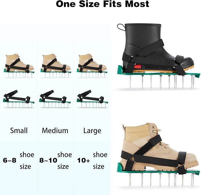 Lawn Aerator Shoes, Uniquely Designed Aerator Shoes with Stainless Steel Plate, Free Installation Heavy Duty Spiked Aerating Sandals,Easy Use for a Healthier Yard and Garden Lawn