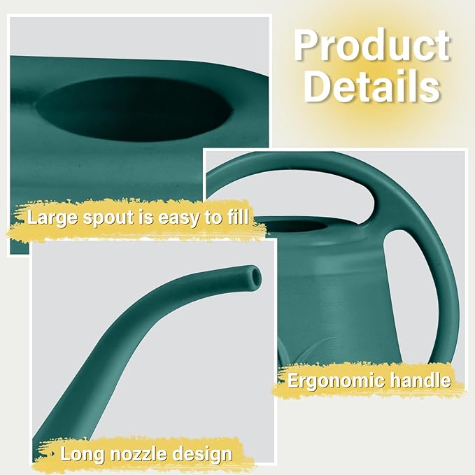 Hand Plastic Watering Can - for Home Plant Garden - 1/2 Gallon - Green