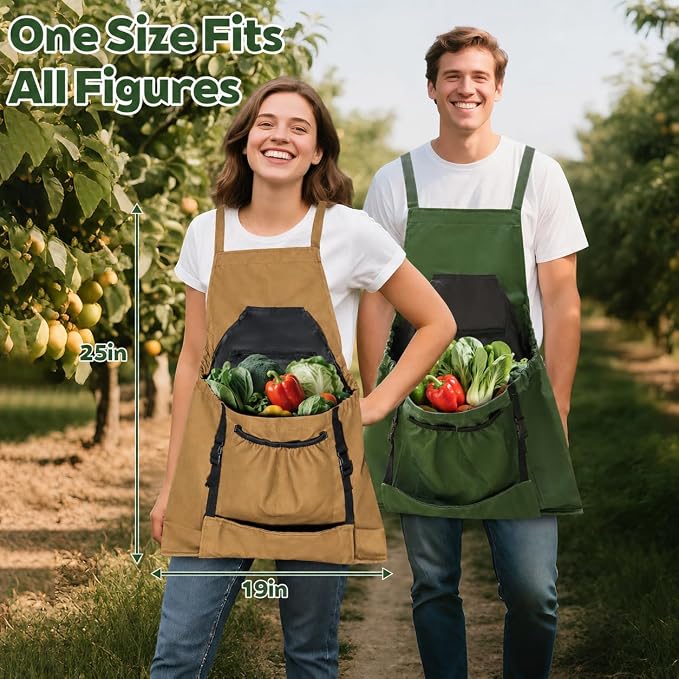 Gardening Apron,Canvas Garden Apron with Pockets for Women and Men,Harvest Apron,Gifts for Gardeners