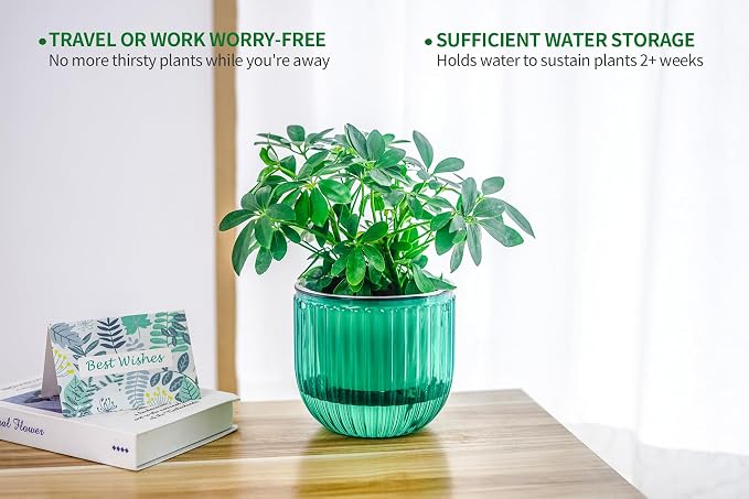 Melphoe 2 Pack Self Watering Hanging Planters Indoor Flower Pots, 6.5 Inch Outdoor Hanging Plant Pot Basket, Plant Hanger with 3Hooks Drainage Holes for Garden Home