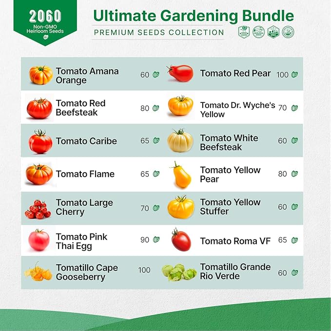 Organo Republic 14 Tomato Seeds and 14 Pepper Seeds Variety Pack Bundle, 2,055+ Non-GMO Heirloom Garden Seeds for Planting Tomatoes and Peppers for Indoor & Outdoor Gardening