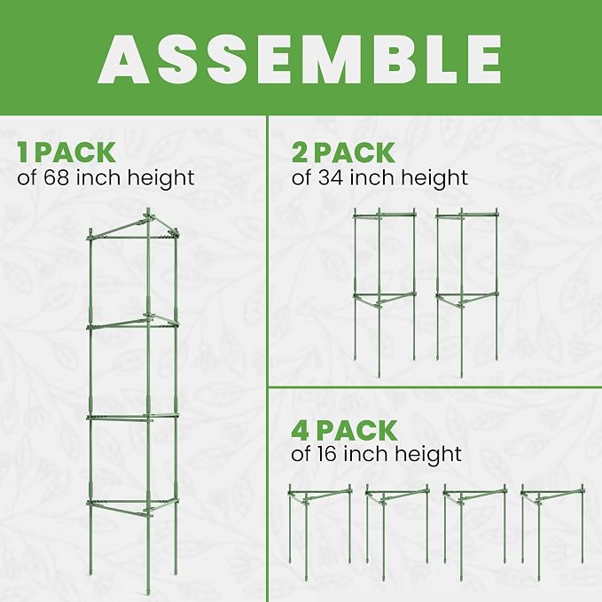 K-Brands Tomato Cage - Tomato Plant Stakes Support Cages, Trellis for Garden & Pots (1 Pack - Tall Upto 68 Inches)