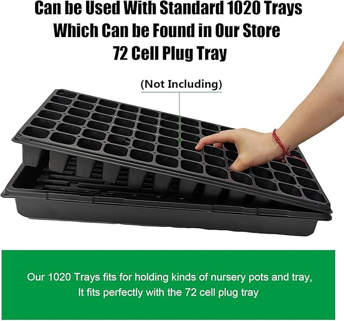 RooTrimmer 20 Pack 1020 Trays, No Drain Holes, 20" x 10", Extra Thick Heavy Duty Seed Starting Trays -Reusable Propagation Flats for Microgreens, Seedlings, Plant Germination, Fodder and Transplant
