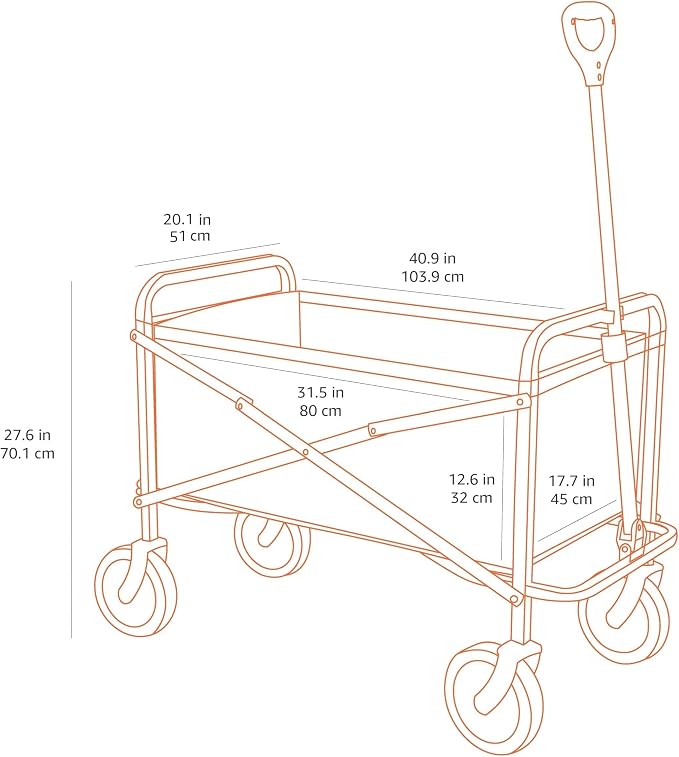 Amazon Basics Collapsible Heavy Duty Utility Wagon for Outdoor Sports, Camping, Garden, and Shopping, 265 Pounds Capacity, 27.6 x 40.9 x 20 inches, Gray
