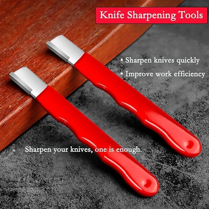 2Pcs Red Portable Quick Sharpener, Lawnmower Blade Sharpener, Multipurpose Pocket Garden Tool for Knives, Pruners, Loppers, Hedge Shears, Scissors, Axes, Hatchets, Machetes, Lawn Mowers
