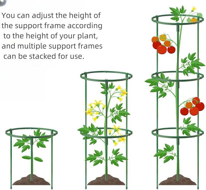 12Pcs Plant Support Plant Stake Half Round Plant Support Ring Garden Flower Support Plant Support Stakes for Tomato, Hydrangea, Indoor Plants (12PACK 14.5CMX25CM)