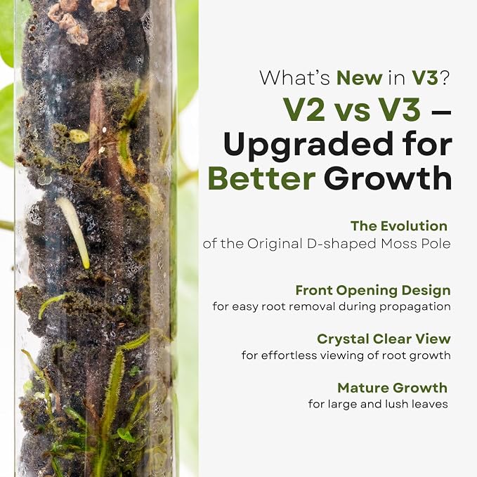 THICCLY V3 GrowPole Large 5 Pcs - Front Opening Plastic Moss Poles for Climbing Plants, D-Shaped Moss Pole for Monstera Plant Support Plant Climbing Pole, Plastic Plant Pole Support for Philodendron