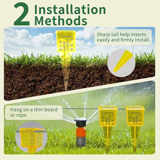 Semetall 4Pcs 1.5" Rain Gauges,Sprinkler Gauge for Outdoor Water Measuring