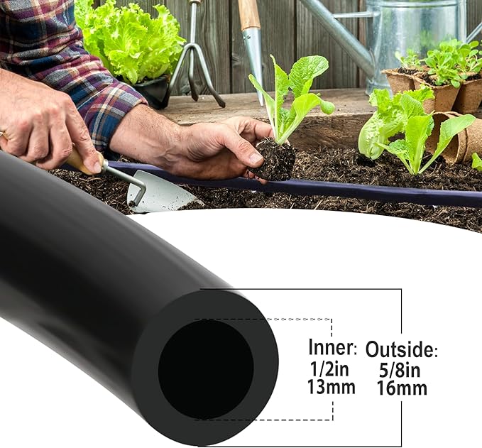 1/2 Inch Drip Irrigation Tubing-49.2Ft/15M Main Tubing Hose for Garden Irrigation System Kit, Plant Watering Irrigation Line Tubing