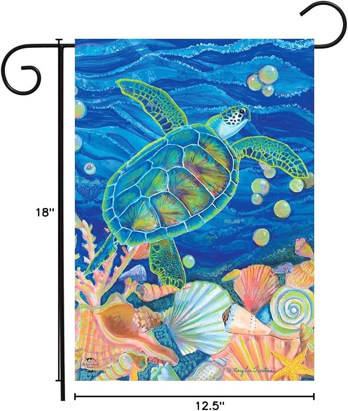 Briarwood Lane Swimming Sea Turtle Summer Garden Flag