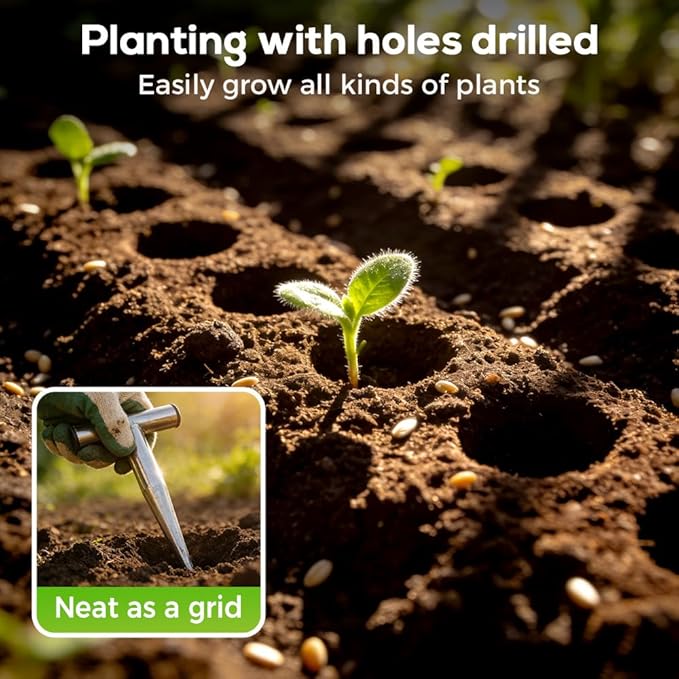 Stainless Steel Plant Hole Digger, Handheld Garden Dibber, Seed Planter Tool for Sowing, Fertilizing, Transplanting, Bulb,Vegetable Seed Planting, Pointed Garden Loosening Tool (1, L)