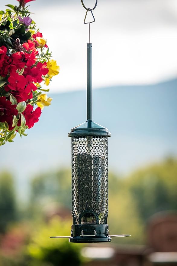 Squirrel Buster Mini Squirrel-Proof Bird Feeder for Wild Birds – 4 Metal Perches, 1 lb Seed Capacity, Chew-Proof Design, Lifetime Care, Garden Green