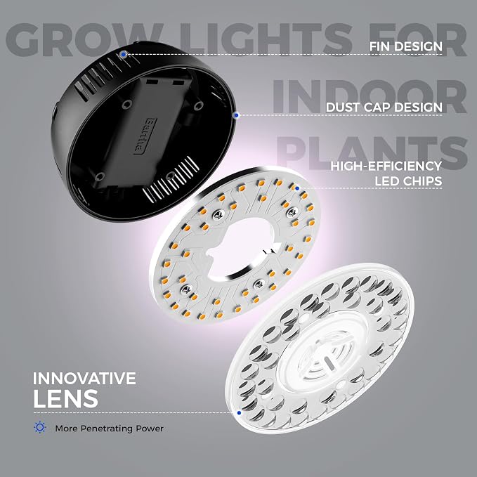 Barrina Orbgrow OG09 Puck Grow Light with Timer, Pinkish White 18W(2 x 9W, 270 Watt Equiv), Full Spectrum Plant Light for Indoor Plants, Magnetic & Linkable, 5 Levels Dimmable, 2 Packs, Black