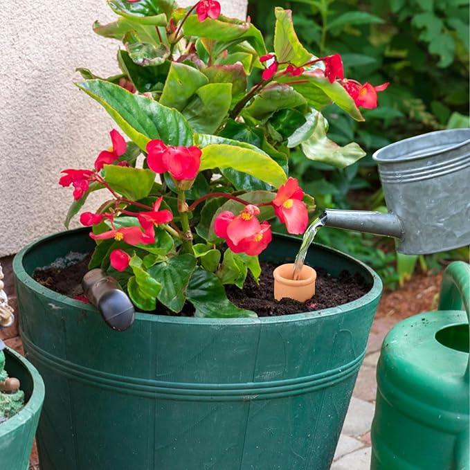 2 pcs Large 10x5in Ollas Terracotta Watering Pots Self Watering Planter Insert 1.8L Terra Cotta Clay Watering Spikes Automatic Plant Watering Devices for Outdoor & Indoor Plants Self-irrigate