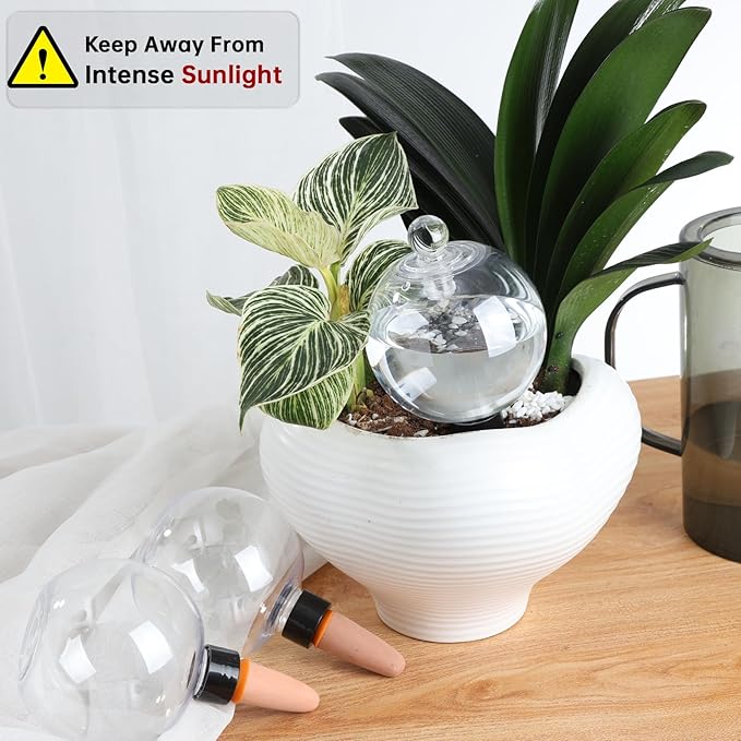 6 Pack Plant Watering Globes with Covers 17oz Self Watering Planter Insert, Plastic Water Bulbs, Indoor/Outdoor Plant Watering Devices for Automatic Drip Irrigation