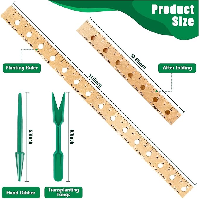 Seed Spacer Seed Planting Tool, Planting Spacing Ruler for Garden, Foldable Wooden Plant Spacer Planter Tool with Holes Spacing