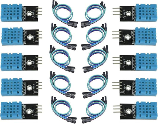 10 packs DHT11 Humidity Sensor Module, Digital Temperature and Humidity Sensor with Cables for DIY Electronics Projects, 3.3V-5.5V, Measures 20-90% RH and 0-50°C