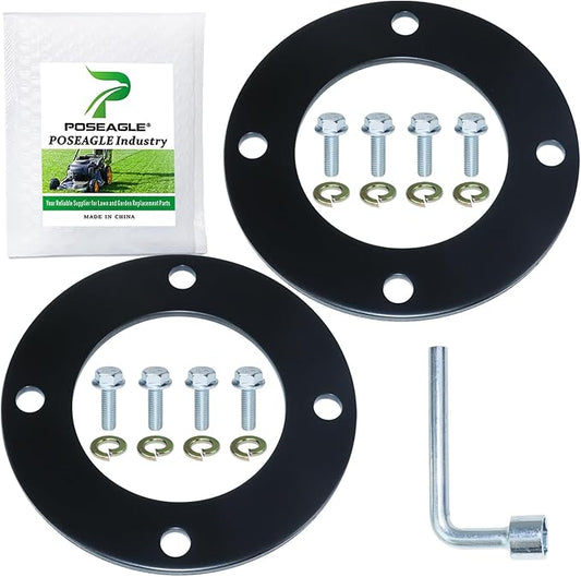 2 Pack Upgraded High-Strength Deck Spindle Reinforcement Rings with Mouting Bolts and L Shaped Angled Hex Socket Wrench for John Deere All Series Lawn Tractors and Lawn Mowers
