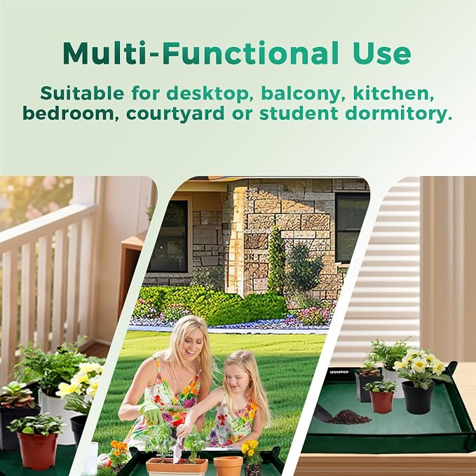 Plant Transplanting Mat - Thickened Waterproof Potting Mat, Succulent Gardening Mat, Portable Repotting Mat for Mess Control (PVC-Green 39.5"x39.5")