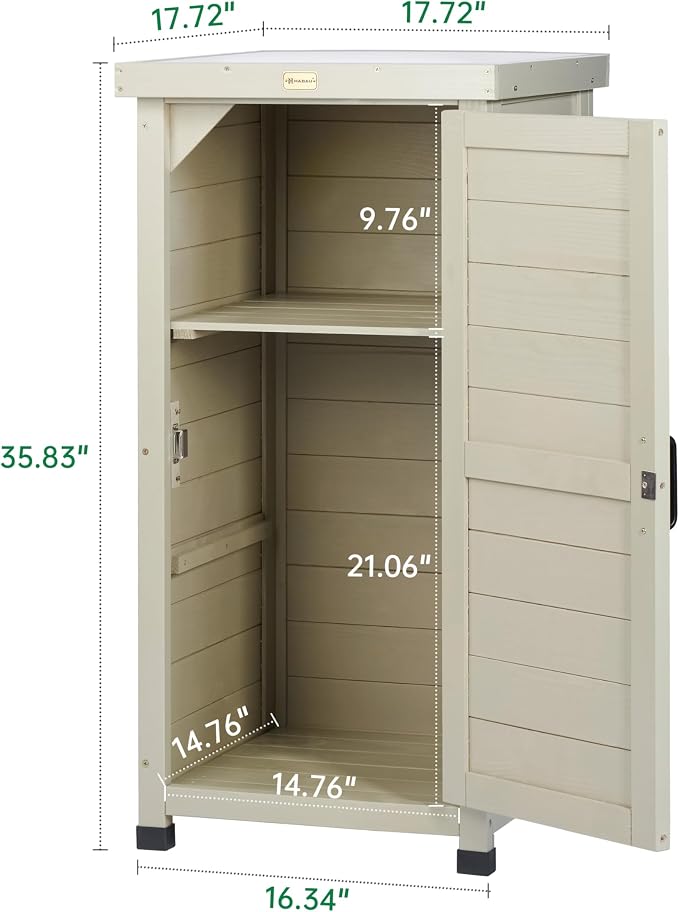 HABAU Outdoor Storage Cabinet, Potting Bench Table with Metal Tabletop & Shelves, Wooden Planting Workstation for Patio Garden, Weatherproof
