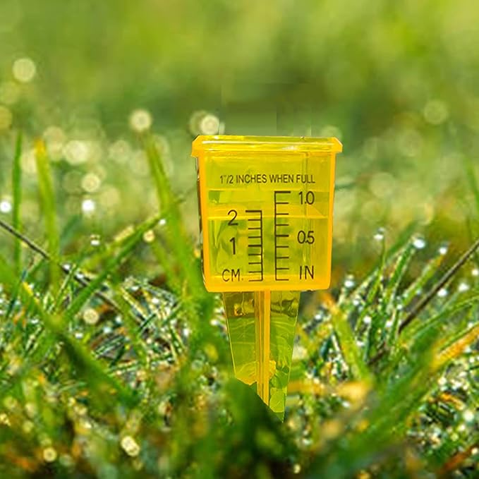 mollensiuer 4Pcs Rain Gauge Outdoor Plastic Sprinkler Gauge Transparent Outdoor Water Measuring Tool Lawn Water Gauge with Wide Mouth for Lawn and Garden Water Measuring Tool, Bright Yellow