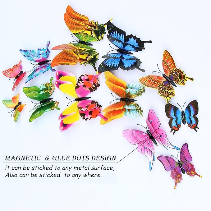 OPSEAM Butterfly Wall Decor 72 PCS, 3D Butterflies Stickers for Party Decorations with Magnets (Swallow, 72)