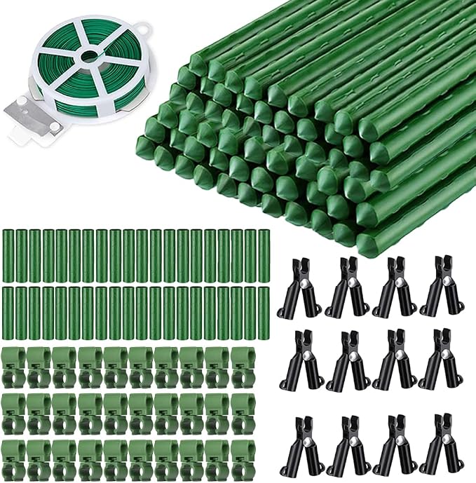 7/16" Garden Stakes,60pcs 16" Plant Stakes DIY 3ft 4ft 5ft 6ft Plant Support Sticks,Plant Support Stake with Sturdy Steel Core to Build Plant Trellis for Outdoor Garden Vegetables