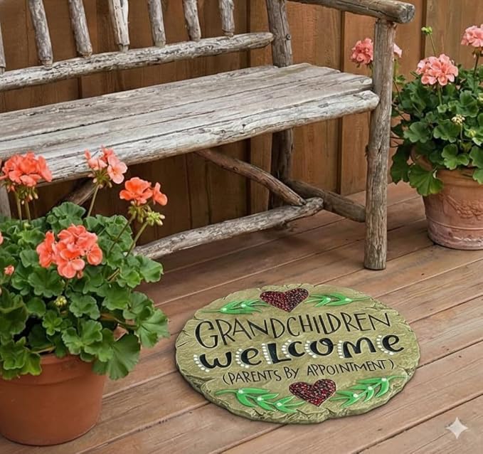 Carson Home Accents Beadworks Grandchildren Welcome Garden Stone ,Resin(10154)