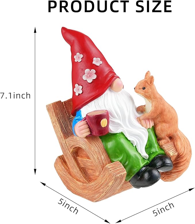 Garden Gnomes Figurines, 7.1" Resin Funny Spring Gnome Statues for Outdoor Patio Yard Lawn Decor, Indoor Home Coffee Bar Gnomes Decorations, Gift for Holidays, Birthdays, Christmas, Valentine's Day