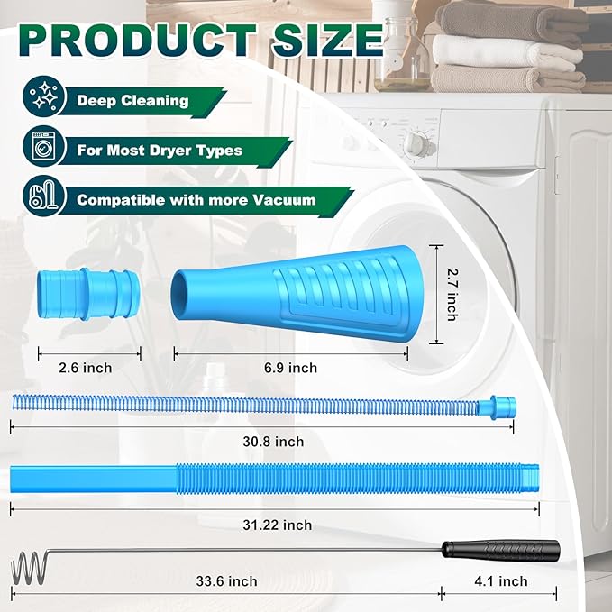 Sealegend 2 Pieces Dryer Vent Cleaner Kit Dryer Lint Vacuum Attachment, Llint Remover Dryer Vent Vacuum Hose, Dryer Replacement Parts,Dryer Lint Trap Cleaner for Home Improvement