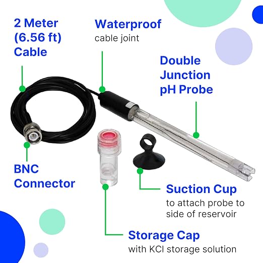 Bluelab PROBPH pH Probe for Water, Replacement Electrode for Meter, Monitor, and Controller with Easy Calibration, Tool for Hydroponic System and Indoor Plant Grow