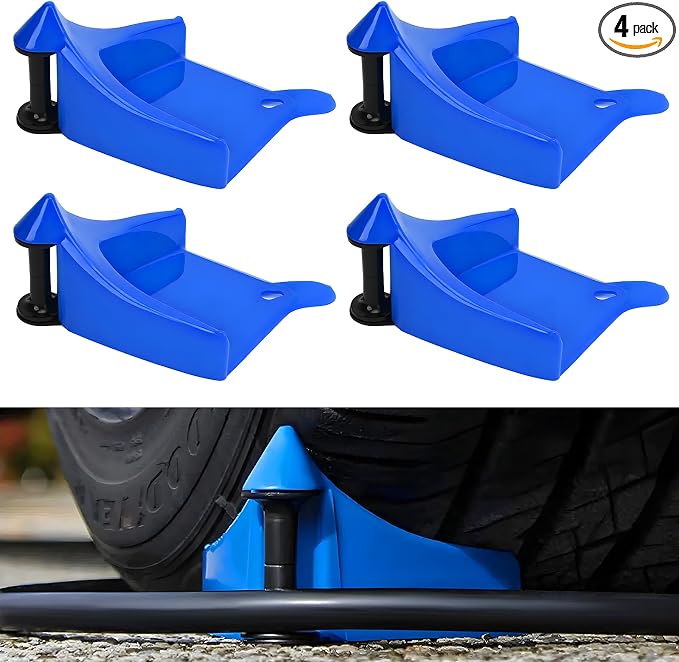 4 PCS Car Hose Guide, Plastic Detailing Tire Hose Roller Preventing Stucking & Snagging Under Tires, Wheel Rolling System Tool Washer Hoses Guide for Car Truck SUV RV ATV (Blue)