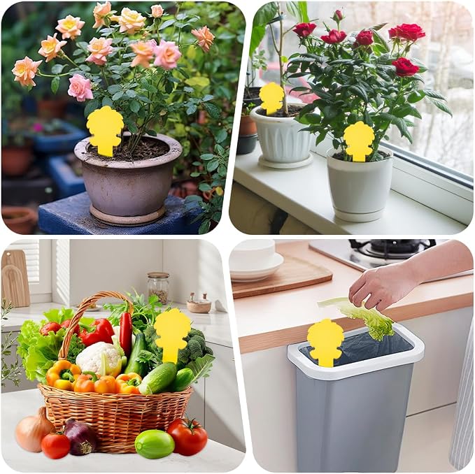 58 Pack Yellow Sticky Gnat Traps for Plants - Fungus Gnat Killer, Fruit Fly Traps for Indoors, Gnat Sticky Traps for Plants, Family Friendly Design, Ice Cream Shape