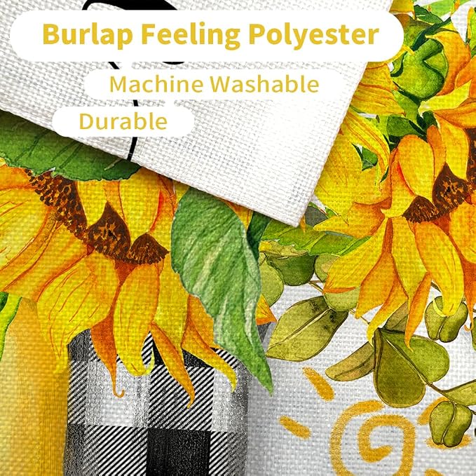 CROWNED BEAUTY Summer Sunflower Garden Flag Mason Jar Double Sided 12x18 Inches Small Burlap Seasonal Welcome Yard Porch Decoration for Outside