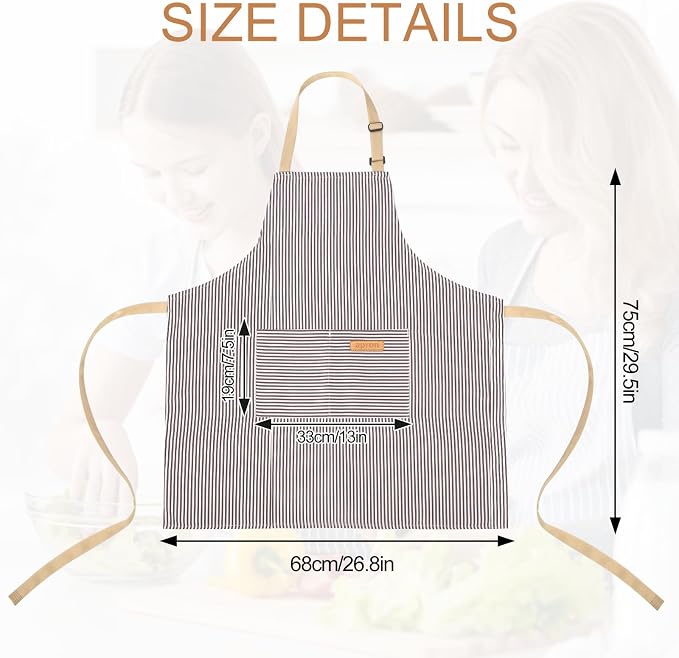 VALOME 2 Pack Kitchen Aprons, Apron for Cooking with 2 Pockets, Unisex Adjustable Neck Strap Chef Aprons for Men Women