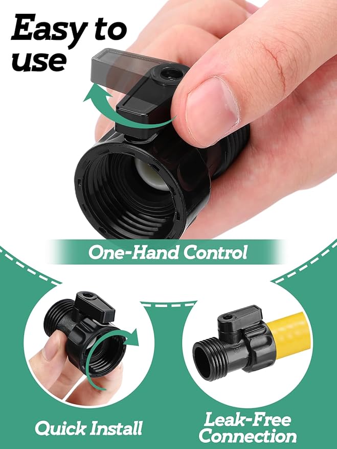 Cosweet 24 Pack 3/4'' Plastic Garden Hose Shut Off Valve- Standard Water Shutoff Valve Shut-Off Ball Valve Thread Connector Coupling for Telescopic Water Pipe Water Gun Valve Control