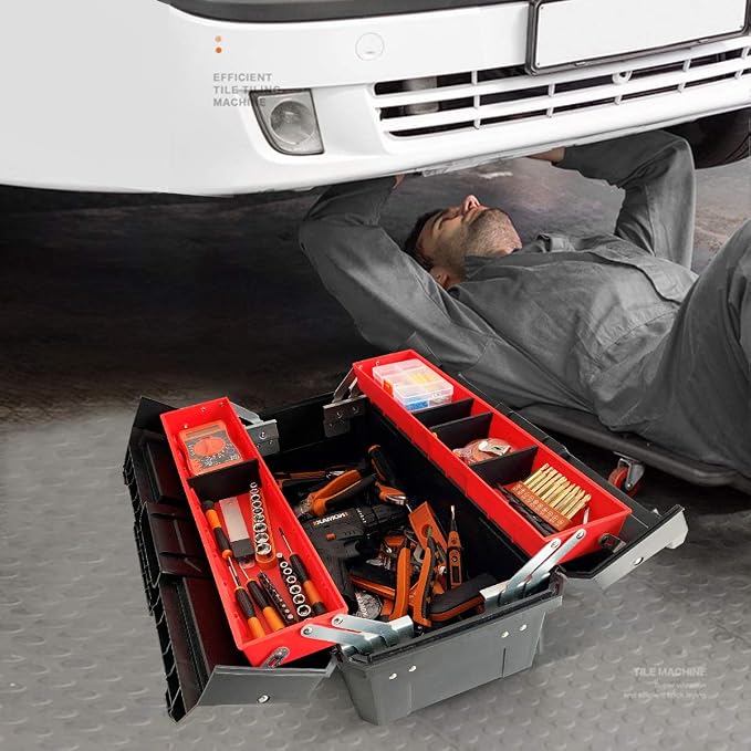 WEWLINE Tool Box Organizer 18.5" Tool Storage with Adjustable Compartment Portable Toolbox with Handle Perfect for Home Office Garge