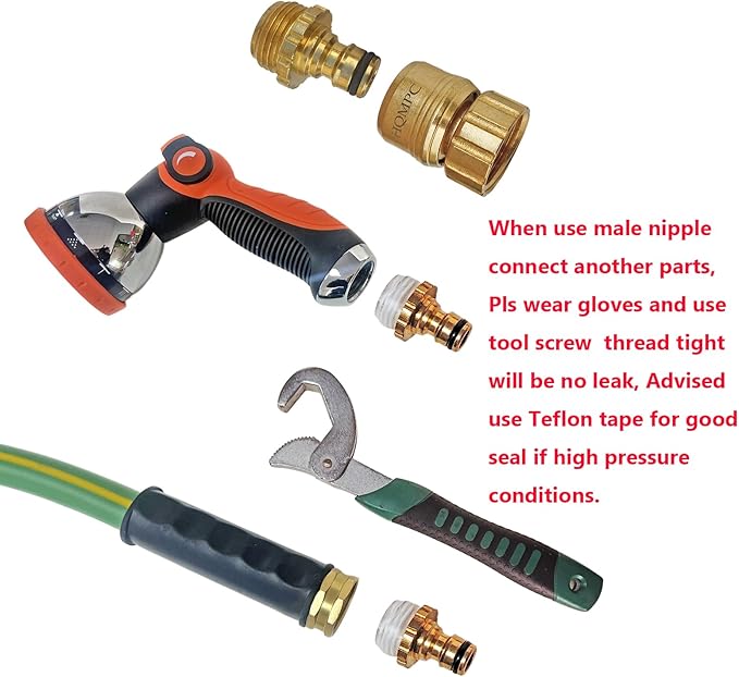 HQMPC No Pb Garden Hose Quick Connect Brass Hose Quick Connect Quick Release Hose ConnectorWater Hose Connectors 3/4" GHT (6 SETS)